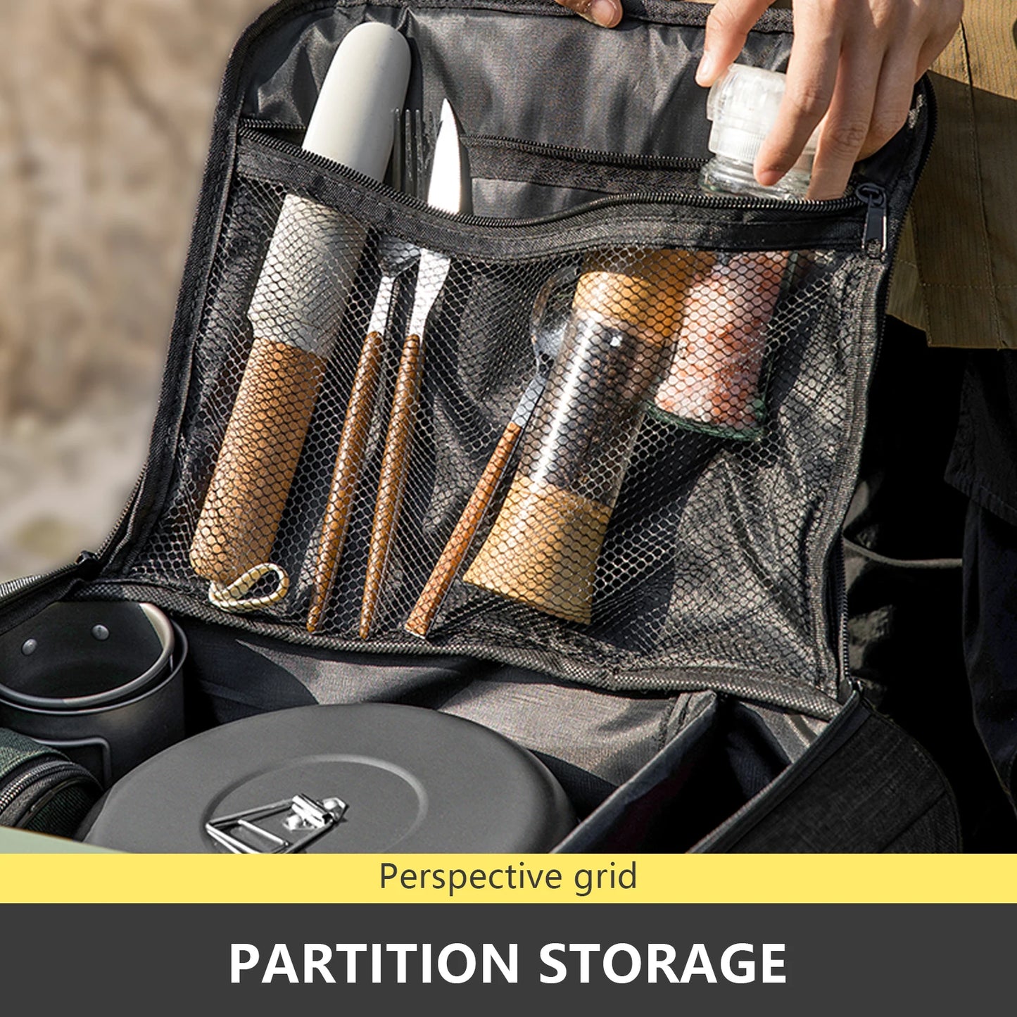 Outdoor Camping Bag with adjustable partion